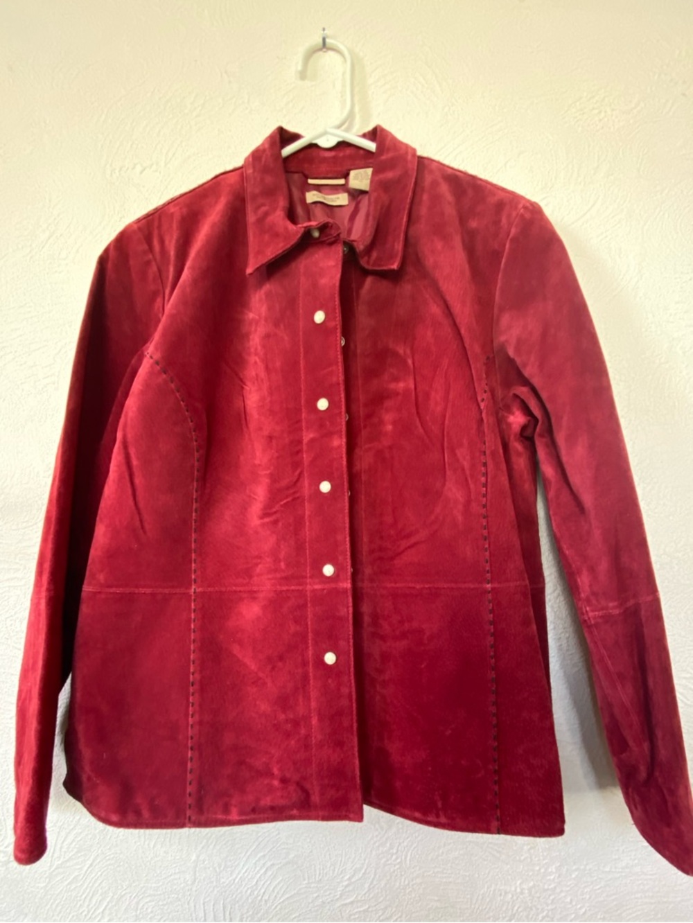 Ruff Hewn Deep Red Suede Button-Front Jacket